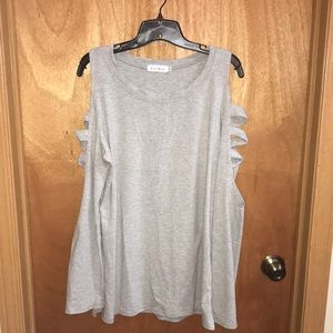 Leo Rosi gray cold shoulder tunic